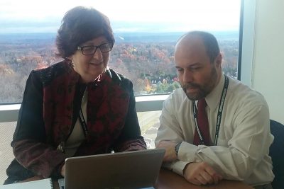 Roberta Luby and Dean Moroniti from UConn Health's HealthONE team (Photo by Chris DeFrancesco)